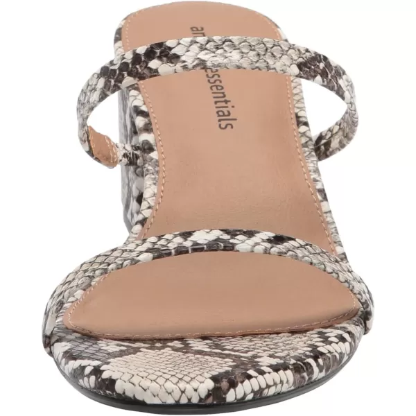 Amazon Essentials Womens Thin Two Strap Heeled SlideBlack White Snake Print