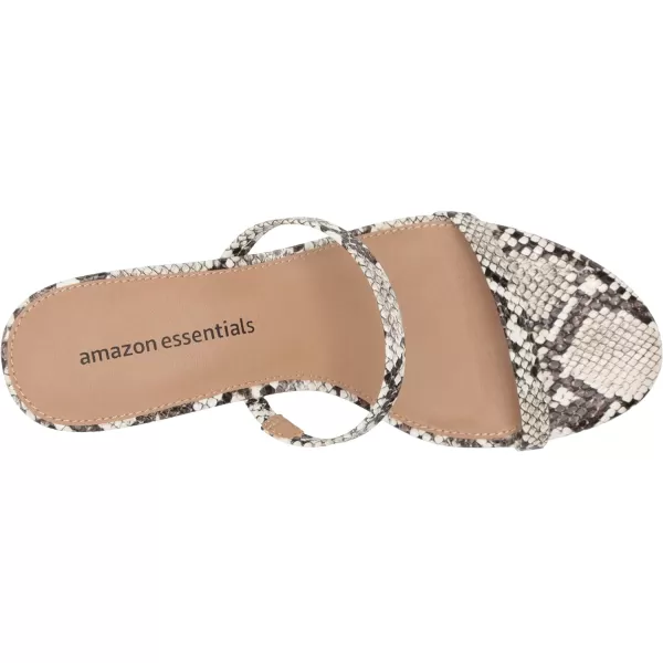 Amazon Essentials Womens Thin Two Strap Heeled SlideBlack White Snake Print
