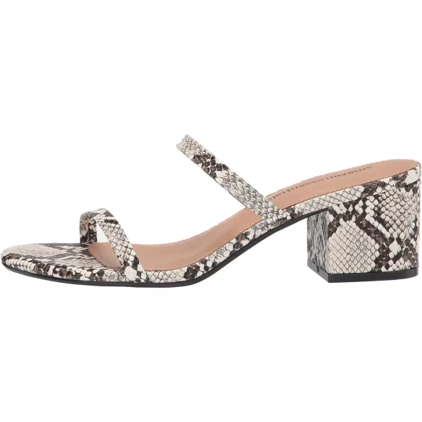 Amazon Essentials Womens Thin Two Strap Heeled SlideBlack White Snake Print