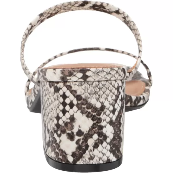 Amazon Essentials Womens Thin Two Strap Heeled SlideBlack White Snake Print