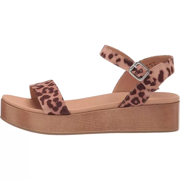 Amazon Essentials Womens Two Band Flatform SandalRose Leopard