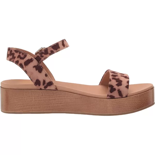 Amazon Essentials Womens Two Band Flatform SandalRose Leopard