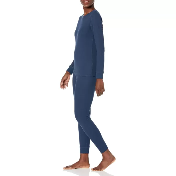 Amazon Essentials Womens Waffle Snug Fit Pajama SetNavy