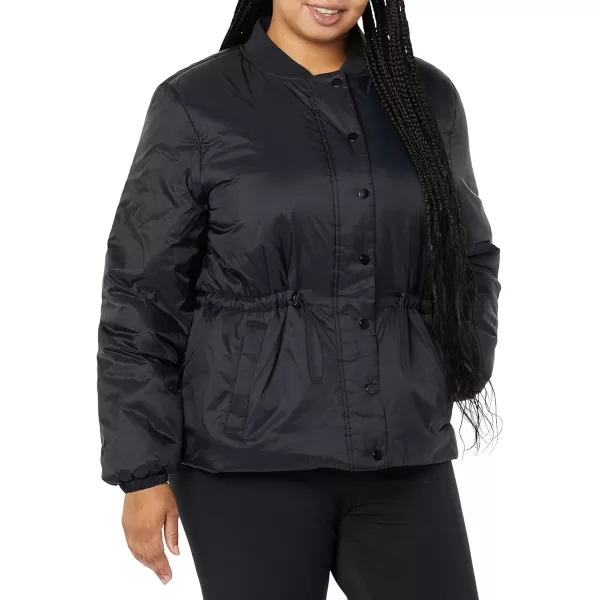 Amazon Essentials Womens Waist Padded Bomber JacketBlack