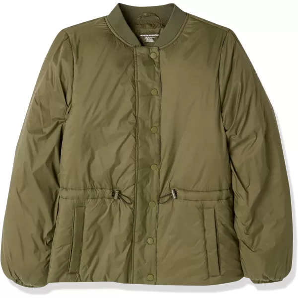 Amazon Essentials Womens Waist Padded Bomber JacketDark Olive