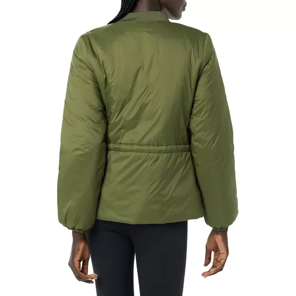 Amazon Essentials Womens Waist Padded Bomber JacketDark Olive