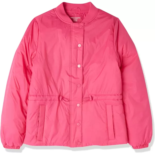 Amazon Essentials Womens Waist Padded Bomber JacketHot Pink