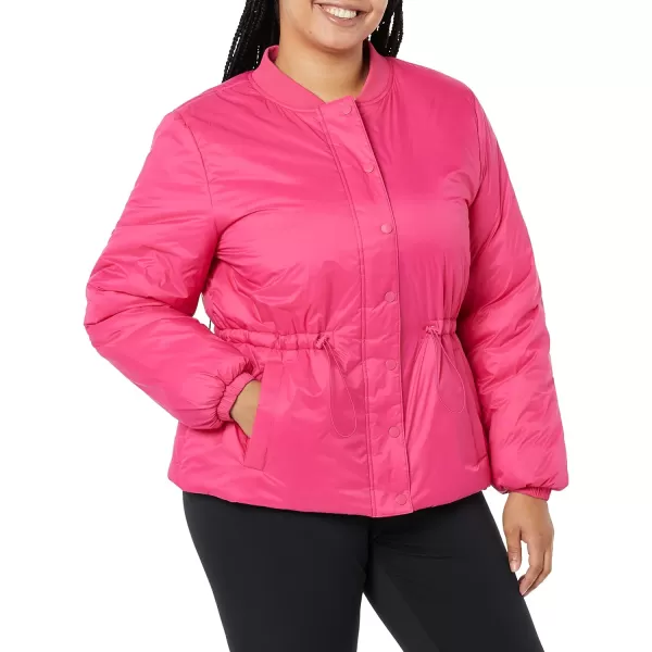 Amazon Essentials Womens Waist Padded Bomber JacketHot Pink