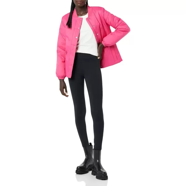 Amazon Essentials Womens Waist Padded Bomber JacketHot Pink
