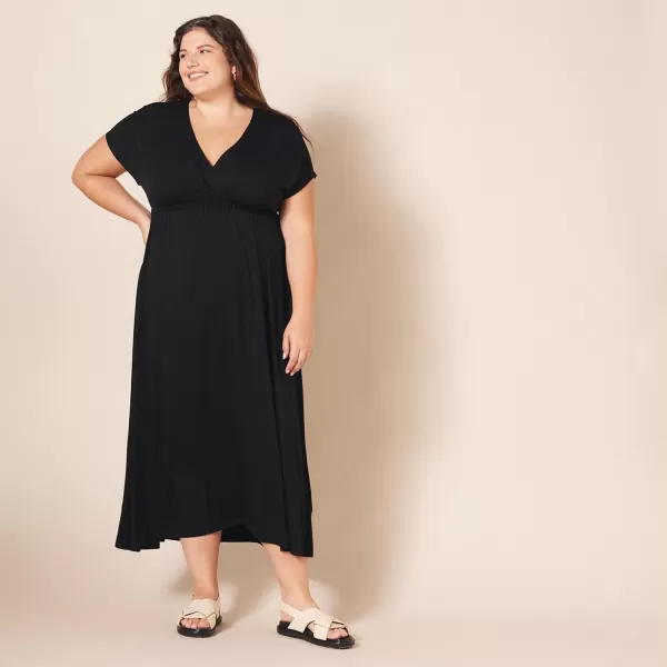 Amazon Essentials Womens Waisted Maxi Dress Available in Plus SizeRayon Blend Black