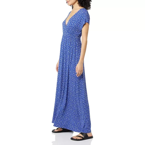 Amazon Essentials Womens Waisted Maxi Dress Available in Plus SizeRayon Blend Blue Ditsy Floral