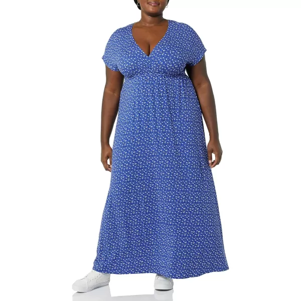 Amazon Essentials Womens Waisted Maxi Dress Available in Plus SizeRayon Blend Blue Ditsy Floral