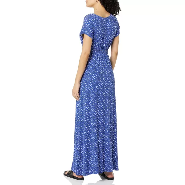 Amazon Essentials Womens Waisted Maxi Dress Available in Plus SizeRayon Blend Blue Ditsy Floral