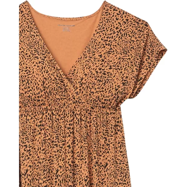 Amazon Essentials Womens Waisted Maxi Dress Available in Plus SizeRayon Blend Dark Camel Animal