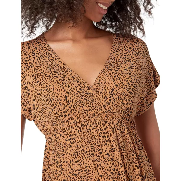 Amazon Essentials Womens Waisted Maxi Dress Available in Plus SizeRayon Blend Dark Camel Animal