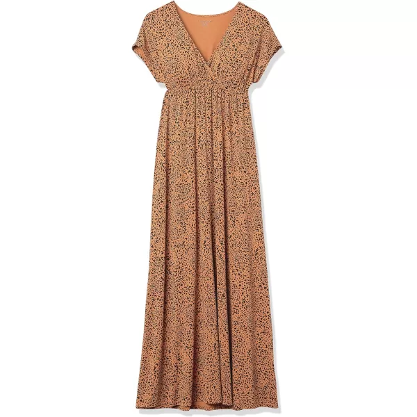 Amazon Essentials Womens Waisted Maxi Dress Available in Plus SizeRayon Blend Dark Camel Animal