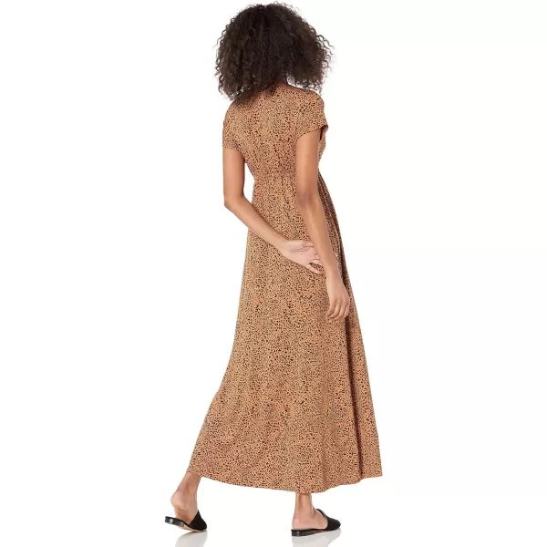 Amazon Essentials Womens Waisted Maxi Dress Available in Plus SizeRayon Blend Dark Camel Animal