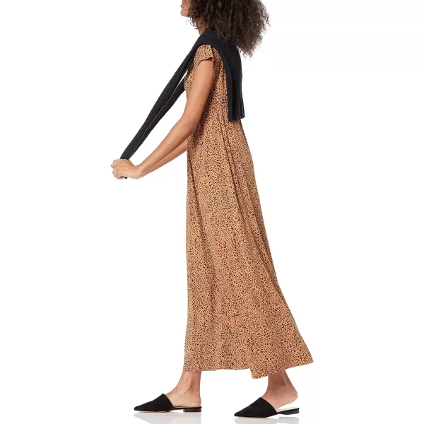 Amazon Essentials Womens Waisted Maxi Dress Available in Plus SizeRayon Blend Dark Camel Animal