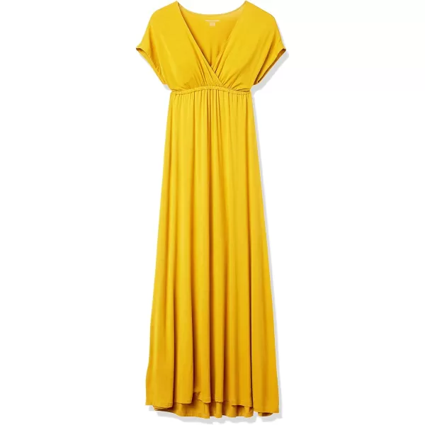 Amazon Essentials Womens Waisted Maxi Dress Available in Plus SizeRayon Blend Dark Yellow