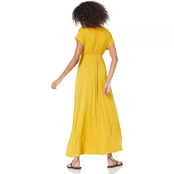 Amazon Essentials Womens Waisted Maxi Dress Available in Plus SizeRayon Blend Dark Yellow