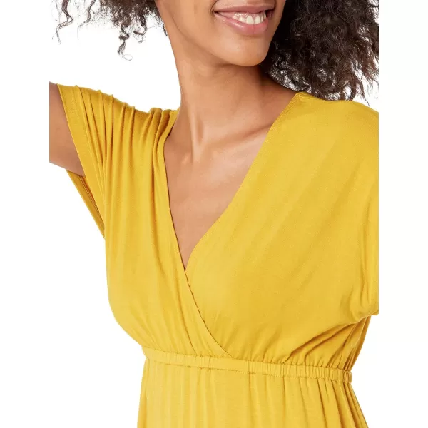 Amazon Essentials Womens Waisted Maxi Dress Available in Plus SizeRayon Blend Dark Yellow