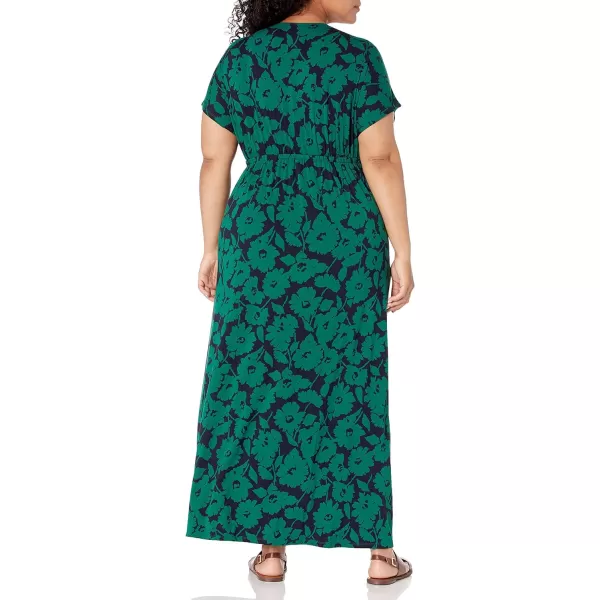 Amazon Essentials Womens Waisted Maxi Dress Available in Plus SizeRayon Blend Green Floral