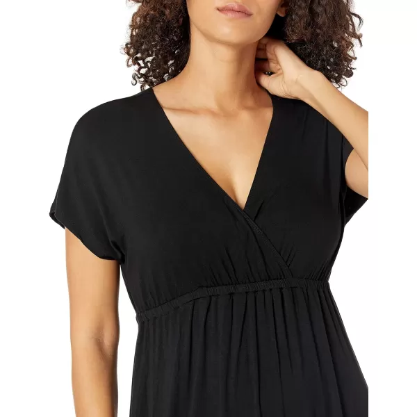 Amazon Essentials Womens Waisted Maxi Dress Available in Plus SizeSustainably Sourced Rayon Blend Black