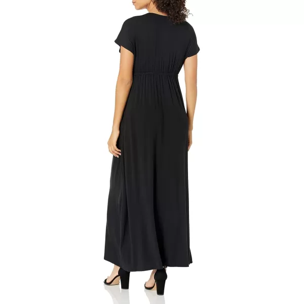 Amazon Essentials Womens Waisted Maxi Dress Available in Plus SizeSustainably Sourced Rayon Blend Black