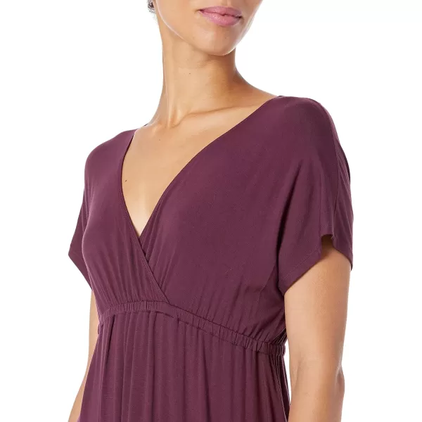 Amazon Essentials Womens Waisted Maxi Dress Available in Plus SizeSustainably Sourced Rayon Blend Burgundy