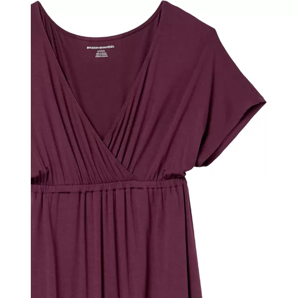 Amazon Essentials Womens Waisted Maxi Dress Available in Plus SizeSustainably Sourced Rayon Blend Burgundy