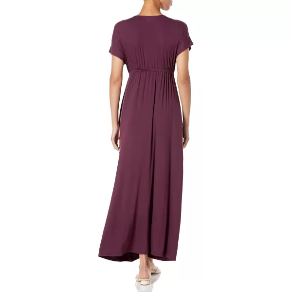 Amazon Essentials Womens Waisted Maxi Dress Available in Plus SizeSustainably Sourced Rayon Blend Burgundy