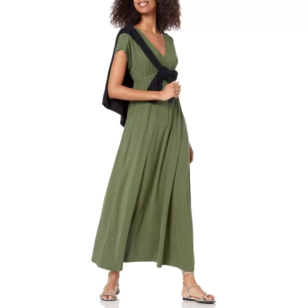 Amazon Essentials Womens Waisted Maxi Dress Available in Plus SizeSustainably Sourced Rayon Blend Light Olive