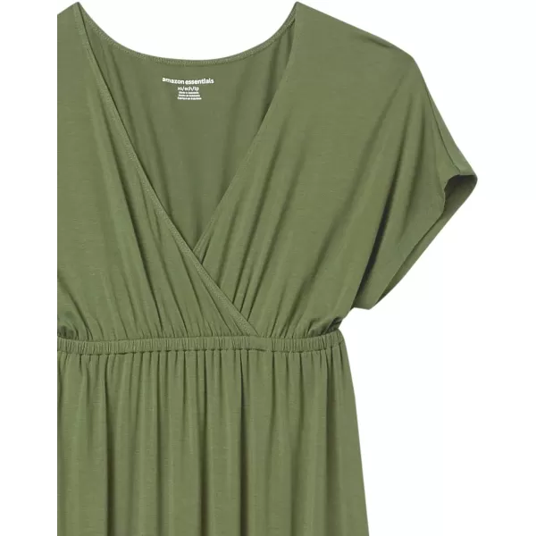 Amazon Essentials Womens Waisted Maxi Dress Available in Plus SizeSustainably Sourced Rayon Blend Light Olive
