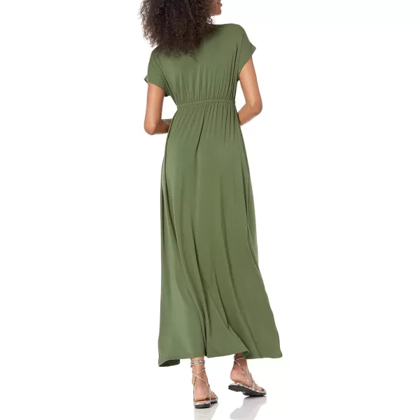 Amazon Essentials Womens Waisted Maxi Dress Available in Plus SizeSustainably Sourced Rayon Blend Light Olive