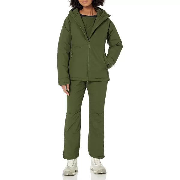 Amazon Essentials Womens WaterResistant LongSleeve Insulated Snow Jacket with HoodDark Olive