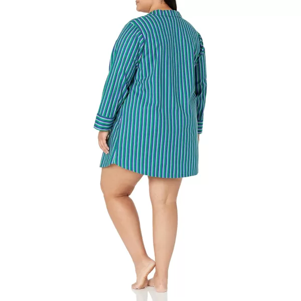 Amazon Essentials Womens Woven Flannel Notch Collar Nightgown Available in Plus SizeBlue Green Stripe