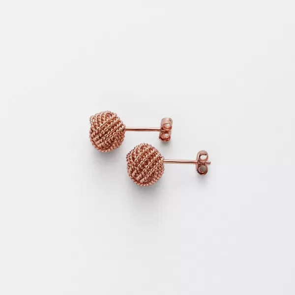 Amazon Essentials Yellow Gold Plated Sterling Silver Twisted Love Knot Stud EarringsRose Gold