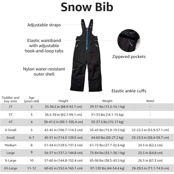Amazon Essentials boys WaterResistant Snow BibBlack