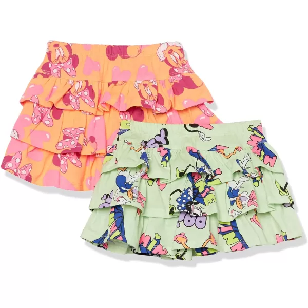 Spotted Zebra Disney  Marvel  Star Wars  Frozen  Princess Girls and Toddlers Knit Ruffle Scooter Skirts Pack of 2Minnie Bubbles