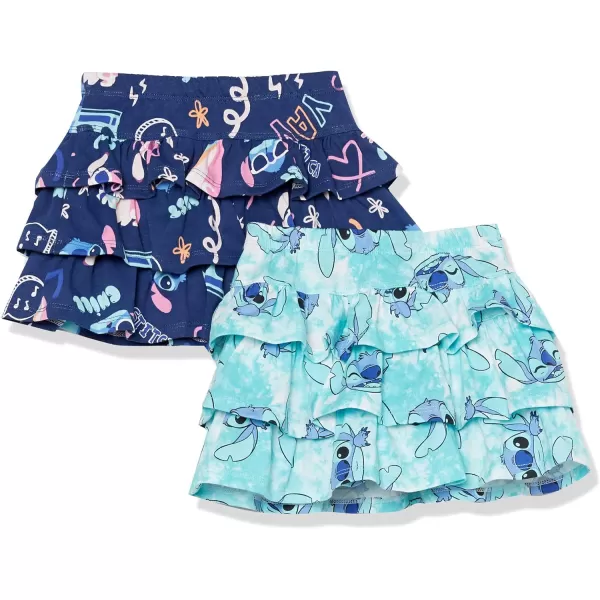 Spotted Zebra Disney  Marvel  Star Wars  Frozen  Princess Girls and Toddlers Knit Ruffle Scooter Skirts Pack of 2Navy StitchSky Blue Tie Dye