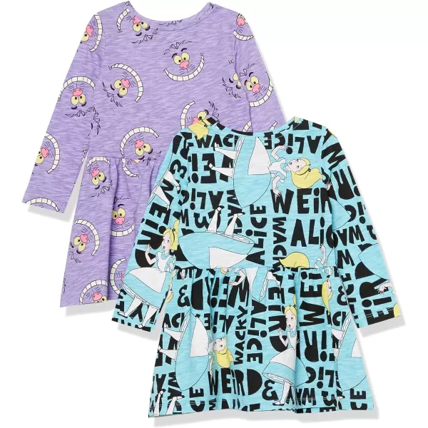 Spotted Zebra Disney  Marvel  Star Wars  Frozen  Princess Toddlers Big Girls Knit LongSleeve Play Dresses Pack of 2Disney Alice