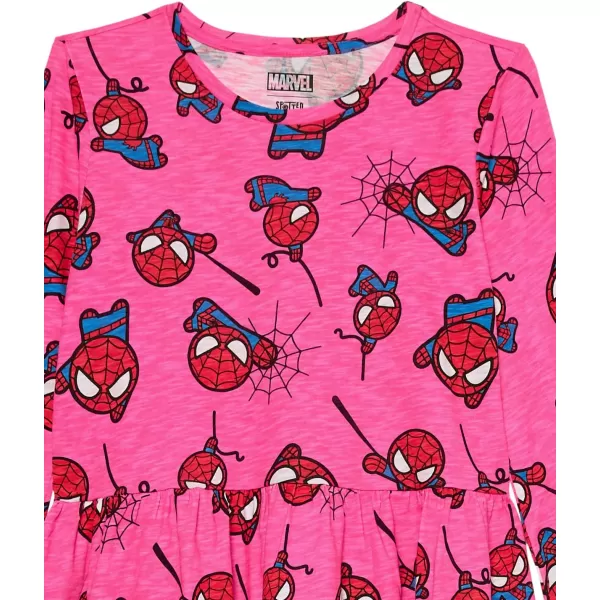 Spotted Zebra Disney  Marvel  Star Wars  Frozen  Princess Toddlers Big Girls Knit LongSleeve Play Dresses Pack of 2Pink Marvel Spiderman