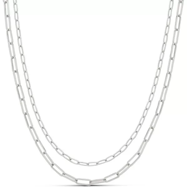 Amazon Essentials 14K Double Paperclip Chain Layered NecklaceSilver