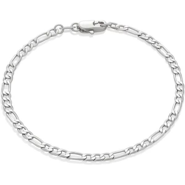 Amazon Essentials 14K Gold Plated Figaro Chain BraceletSilver 4 mm