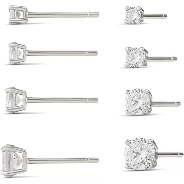 Amazon Essentials 14K Gold Plated Sterling Silver Round or Princess Cut Cubic Zirconia Stud Earring SetRound Silver 25 mm3 mm4 mm5 mm