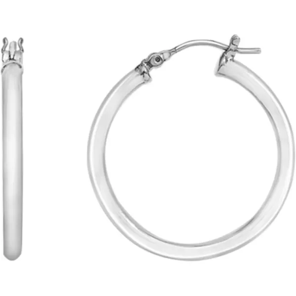 Amazon Essentials 14K Gold or Rhodium Plated Full Round Hoop EarringsSilver 30mm