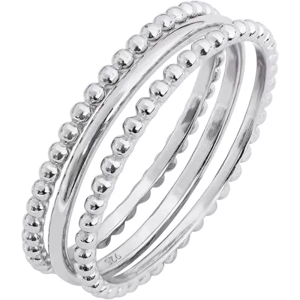 Amazon Essentials 14K Gold or Rhodium Plated Sterling Silver Stacking Ring Set of 3Rhodium 10