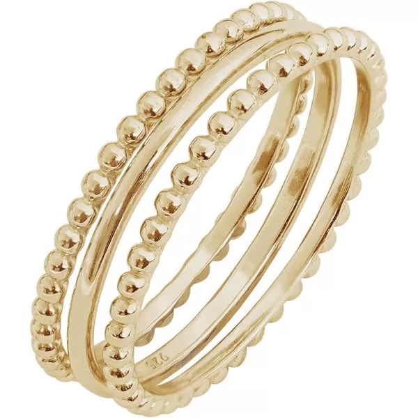 Amazon Essentials 14K Gold or Rhodium Plated Sterling Silver Stacking Ring Set of 3Yellow Gold 10