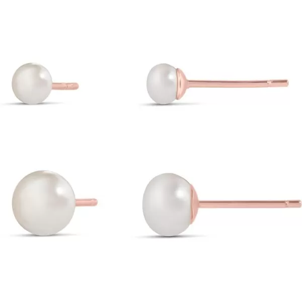 Amazon Essentials 14K Gold or Sterling Silver Freshwater Pearl Stud Earring SetRose Gold