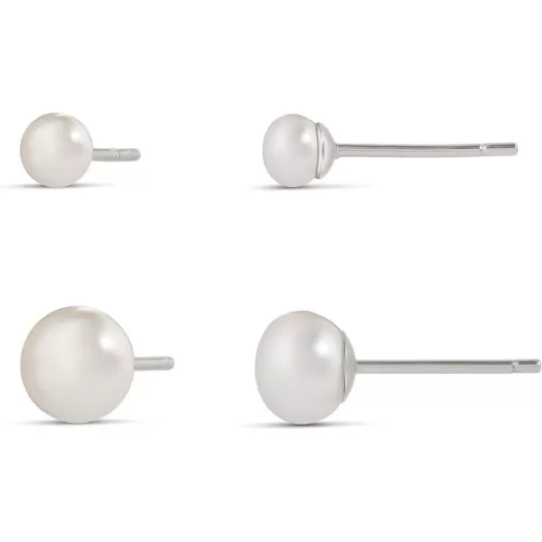 Amazon Essentials 14K Gold or Sterling Silver Freshwater Pearl Stud Earring SetSilver